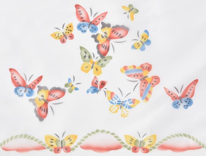 GOHD 3pcs Kitchen Curtain/Cafe Curtain Set, Farmhouse Air-Brushed by Hand of Flying Butterfly Design. (Swag and 24 inches Tiers Set)