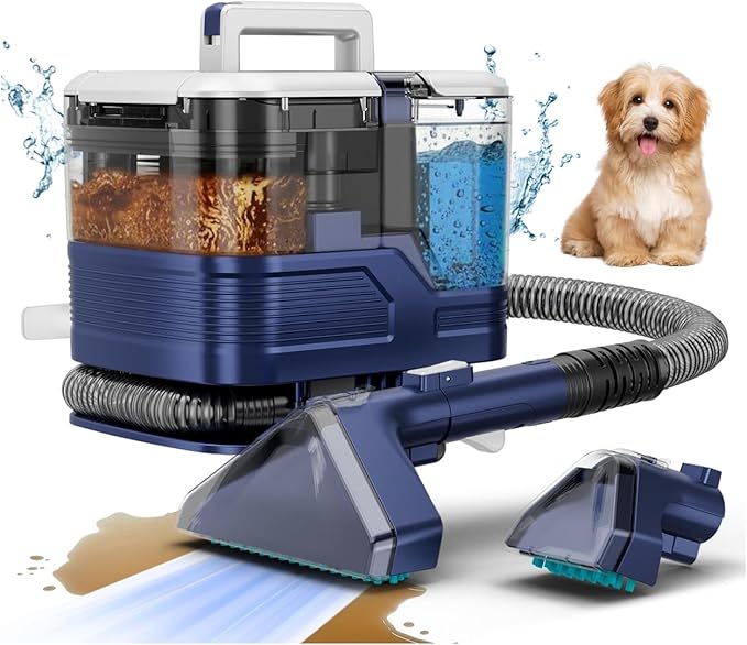 Portable Carpet Cleaner & Upholstery Cleaner Machine - 21Kpa Carpet Cleaner Machine, Self-Cleaning, Deep Cleaner for Pet Stains, Cars, Couch, Rug, Furniture with Dual Brush, Large Tank, Blue