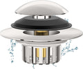 Universal 3 in 1 Bathtub Drain Stopper Bathtub, Pop-up Tub Stopper with Effective Filter Basket, Anti-Clogging Bathtub Drain Plug Bath Tub Stoppers for 1.45-1.8" Drain Shoe, Brushed Nickel