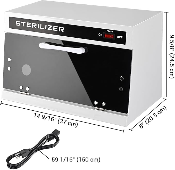 13L Nail Tool Cleaning Machine Cabinet 185 to 254 nm Blue Light Removable Rack & Viewing Window Towels Clean Case for Office Salon Barbershop Spa Equipment Home Metal Tools