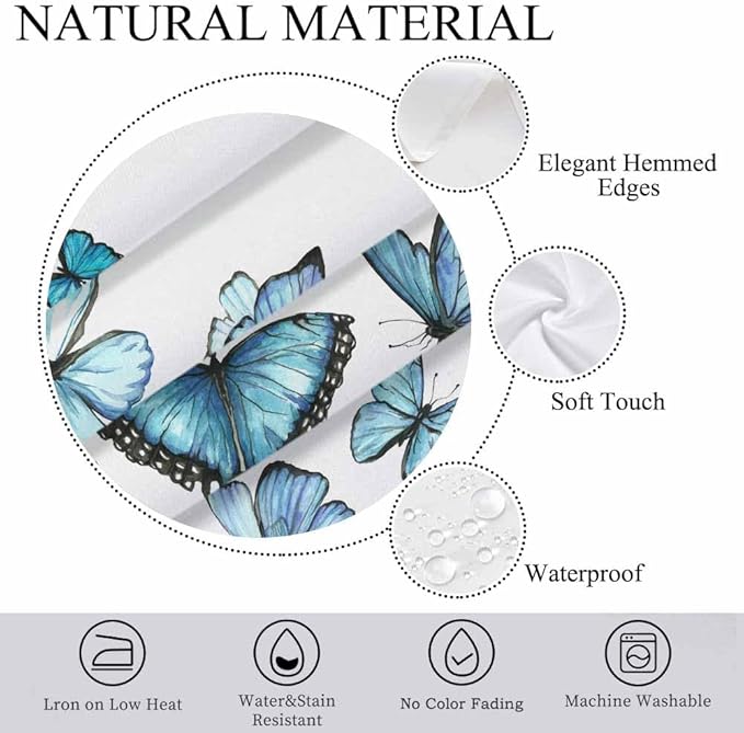 Blue Butterflies Tablecloths for Rectangle Tables Watercolor Art Moth Wings 52x70 Table Cloth for Wedding Party Banquet,Dining Kitchen Table Cover