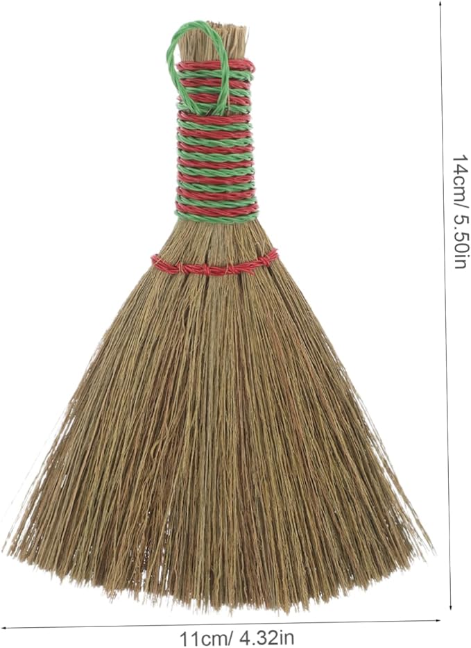 OUNONA Natural Corn Broom with Handle Small Whisk Broom for Indoor Cleaning Soft Bristles for Furniture and Bed Compact Straw Cleaning Brush for Home Use