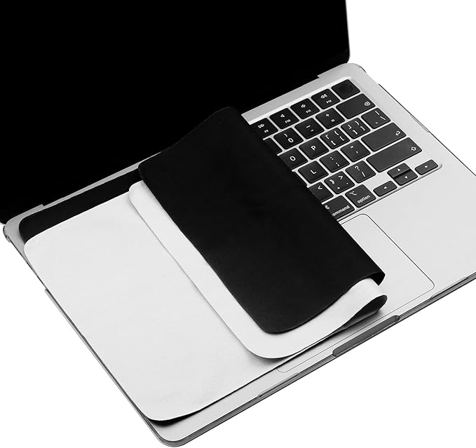 MUBUY-GOL 2 Pack Microfiber Liner Cleaning Cloth 13" with Screen Keyboard Imprint Protection, Laptop Keyboard Protector Compatible with MacBook Neo/Pro/Air 13" and MacBook Pro 14"-(Grey+Black)