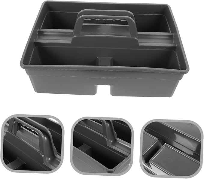 Cleaning Tool Organizer Handle Versatile Storage Box for Easy Bathroom and Home Organization and Reliable Cleaning Caddy Grey