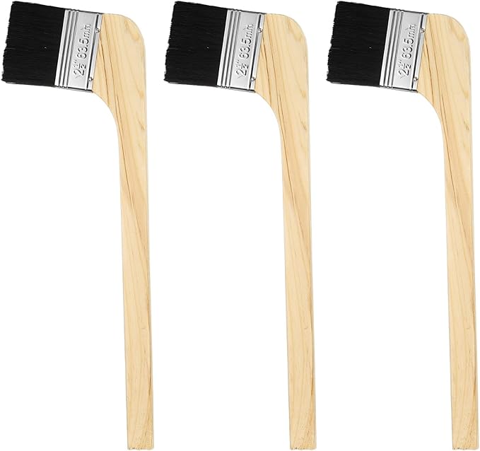 HARFINGTON Paint Brush 3Pcs 2.5" Brush Width Reusable Variety Angled Bend Brushes Radiator Paint for All Latex Oil Painting Furniture Walls Treatment, Black