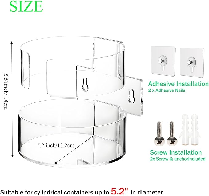 Wipes Holder for Heavy Duty Cleaning Wipes, Clear Acrylic Wall Mount Cleaning Wipes Dispenser Wall Bracket Wipes Rack for Hospital, Kitchen, Office, Garage (5.04" L x 5.31" W x 5.51" H)