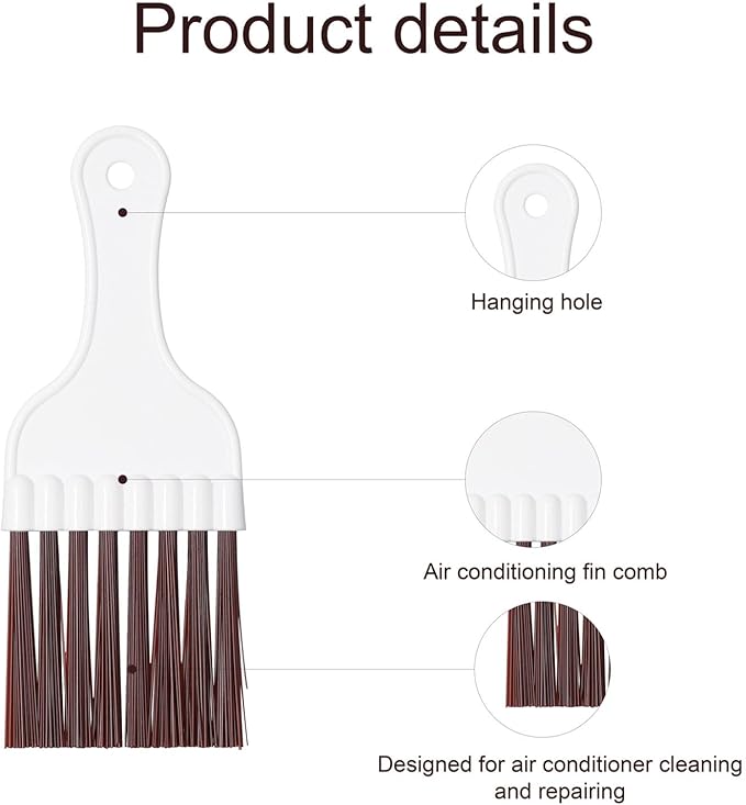 Air Conditioner Condenser Fin Comb and Cleaning Brush Set, Stainless Steel Fin Repair Tool for Evaporator Coils, Radiators, Computer Heatsinks (Fin Comb and Brush)