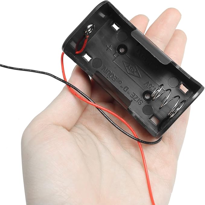 D Cell Battery Holder 4PCS 1.5V D Cell Battery Case Container with Wire Leads, D Size Battery Box