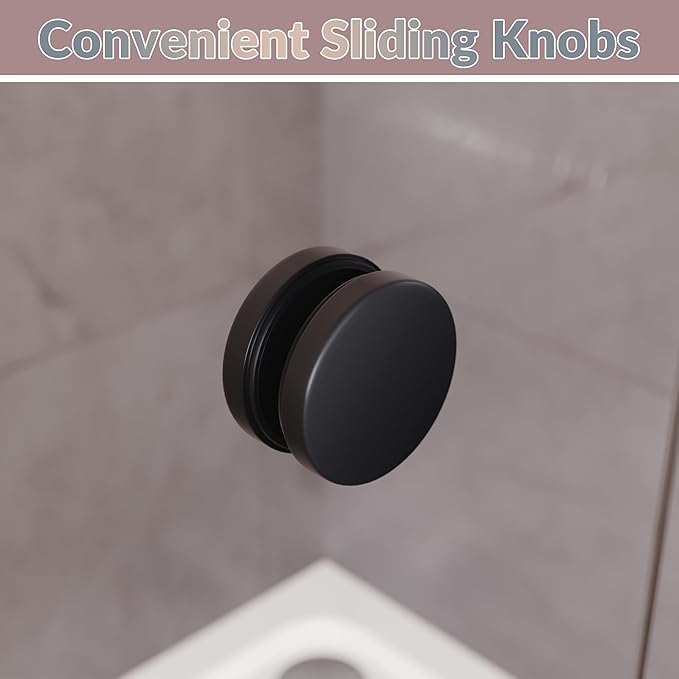 ELEGANT Shower Door 48" W x 72" H, Semi-Frameless Bypass Sliding Shower Doors, 1/4" Clear Glass, Black Finish