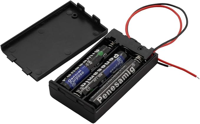 6 Pieces 3 Slots x 1.5V AAA Battery Case Holder Battery Spring Clip Storage Box Wire Leads with On/Off Switch