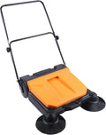 26Inch Walk-Behind Hand Push Floor Sweeper, Floor Sweeper Manual, 15L Portable Sweeping Machine with Cleaning Area 2720㎡/H, Angle & Height Adjustable Folding Handle for Walkway, Yard, Garage,Airports