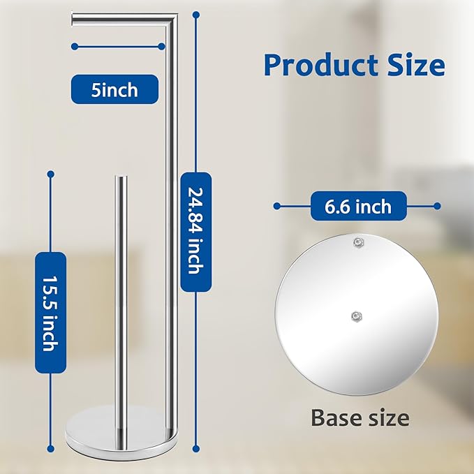 Toilet Paper Holder Stand,Toilet Paper Holder Free Standing,Chrome Toilet Paper Roll Holder for 4 Rolls,Bathroom Toilet Paper with Storage