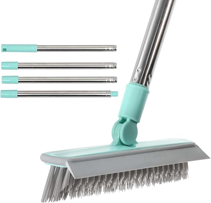 Pool Brush V-Shape Brush with 63" Adjustable Long Handle,Shower Swimming Pool Brush for Glass Doors,Bathroom,Kitchen,Tile,Marble Floors,Deck,Hallways