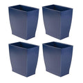 iDesign Small Plastic Bathroom Trash Can, Slim Rectangle Garbage Bin for Bedroom, Office, Dorm, 4-Pack, Navy Blue