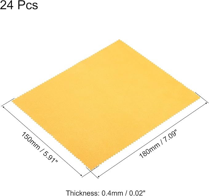 PATIKIL Eyeglass Microfiber Cleaning Cloth 7"x6", 24 Pack Glasses Cleaning Cloth Soft Suede Wipe Screen Cloth for Camera Lens Eyeglasses Screens in Individual Vinyl Pouch, Yellow