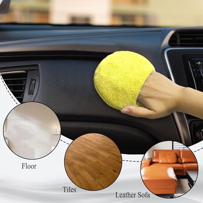 10PCS Wax Applicator Pads, Polishing Pad, 5" Diameter Soft Microfiber Polishing Care Foam Sponge with Finger Pocket, Car Buffing & Detail Foam Wax Applicator Sponge for Car Cleaning (Yellow)