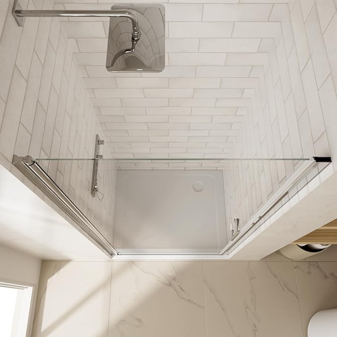 34-35.4" W x 72" H Shower Door,Royal Guard Frameless Pivot Shower Door with 1/4" Clear Tempered Glass, Pivot Swing Shower Glass Door,Chrome Finish