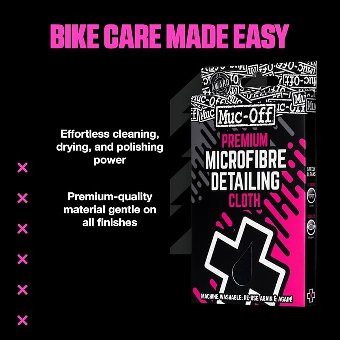 Muc-Off Microfiber Detailing Cloth - Compact Cleaning Cloth for Bicycle and Motorcycle Care - Polishing Cloth for Helmets, Visors and Goggles, Black