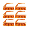 SPARTA Scrub Brush with Iron Shaped Handle and Stiff Bristles, Heavy Duty Scrubber Brush for Kitchen, Bathroom, Shower, Tile, Sink, Carpet and Bakepans, Polypropylene, 6 Inches, Orange, (Pack of 6)