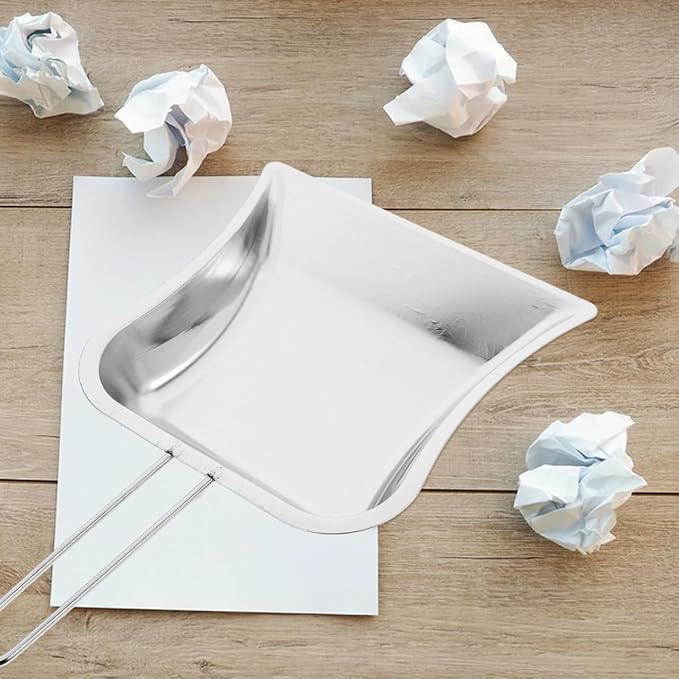 Mini Dust Pan for Table Metal Dust Pan and Brush Sets Stainless Steel Shovel for Fireplace Small Dustpan Desk Silver