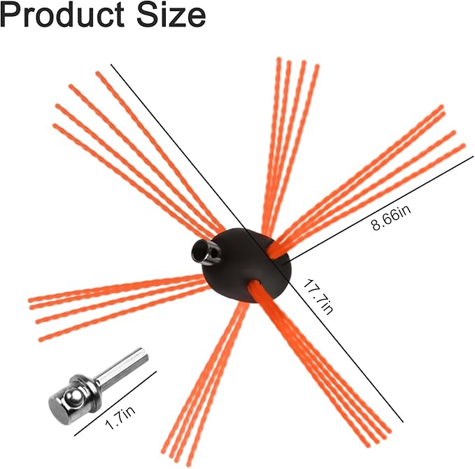Chimney Sweep Brushes Replacement, 1/2'' External Thread, Brush Cleaning Range 4" -12", Rotary Sweep DIY Set With Aluminum Connector, Chimney Brush Kit Driven by Drill for Sweeping Fireplace