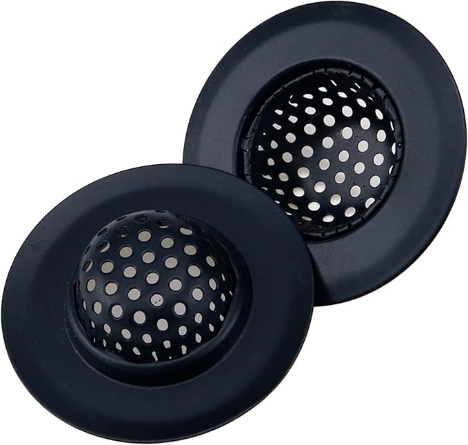 Antrader Kitchen Sink Strainer,2.17" Top / 1.18" Basket,Stainless Steel Sink Drain Strainer,Black,2 Pack