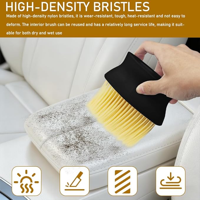 Auto Interior Dust Brush, Car Detailing Brush, Soft Bristles Auto Exterior Cleaning Whisk Broom, No-Scratch Car Dashboard Dusting Tool for Auto Air Conditioner Vent, Leather, Computer (Yellow)