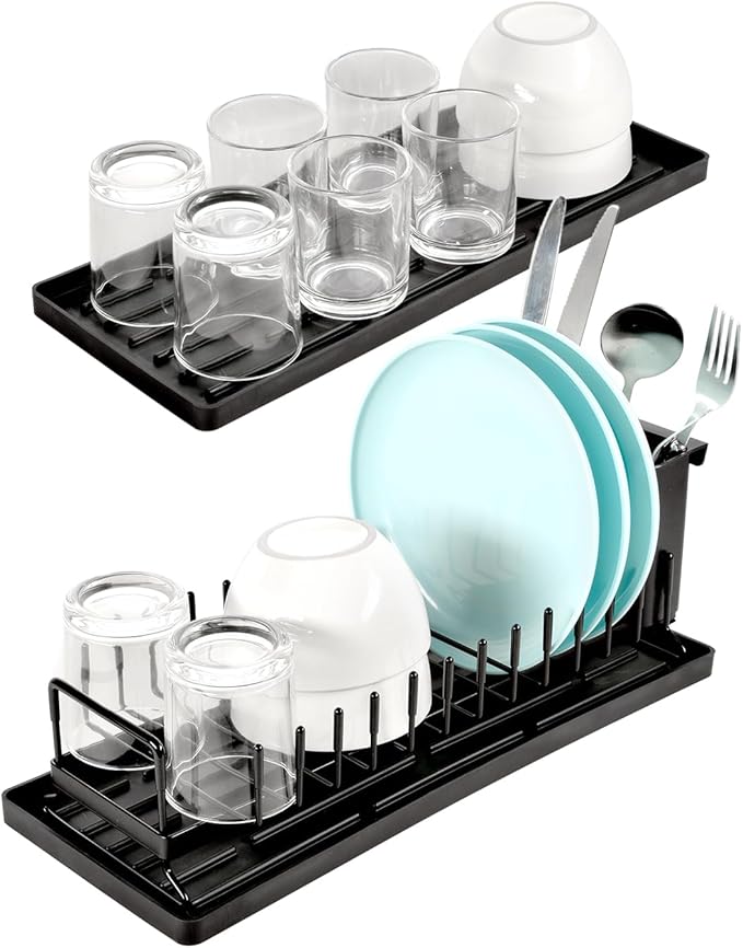 Cup Drying Rack Dish Drying Water Bottle Dryer Rack Long Kitchen Sink Counter Drainer Over Tray Plate Forks Glass Cups Spoons Organizer