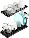 Cup Drying Rack Dish Drying Water Bottle Dryer Rack Long Kitchen Sink Counter Drainer Over Tray Plate Forks Glass Cups Spoons Organizer