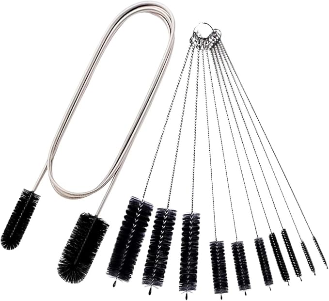 Flexible Drain Brush Straw Cleaner Set, Nylon Cleaner Double Ended Elastic Hose 65 inch and 10 PCS Extra Long Pipe Cleaner 10 inch