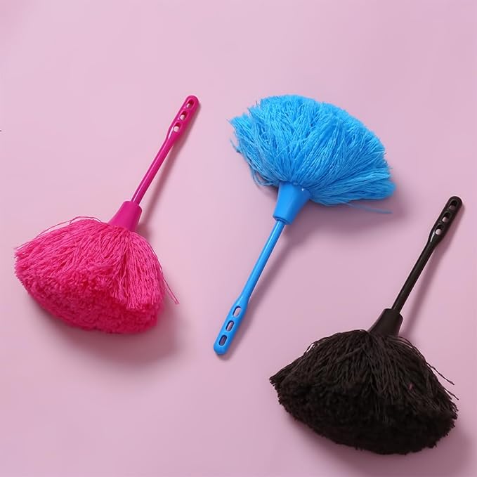 2pcs Pink Static Electricity Fiber Dusters with Handle, Non-extendable Handheld Dust Cleaner for Home and Car, Electrostatic Cleaning Tool for Furniture and Surfaces