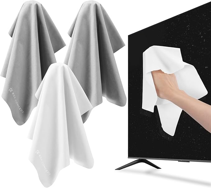K&F Concept 3 Pack Microfiber Lens Cleaning Cloths 12x12in，Washable Reusable Vacuum Wrapped Glasses Cloth，Large-Size Microfiber Cloths for Cameras, Binoculars, VR Headsets, and Sunglasses