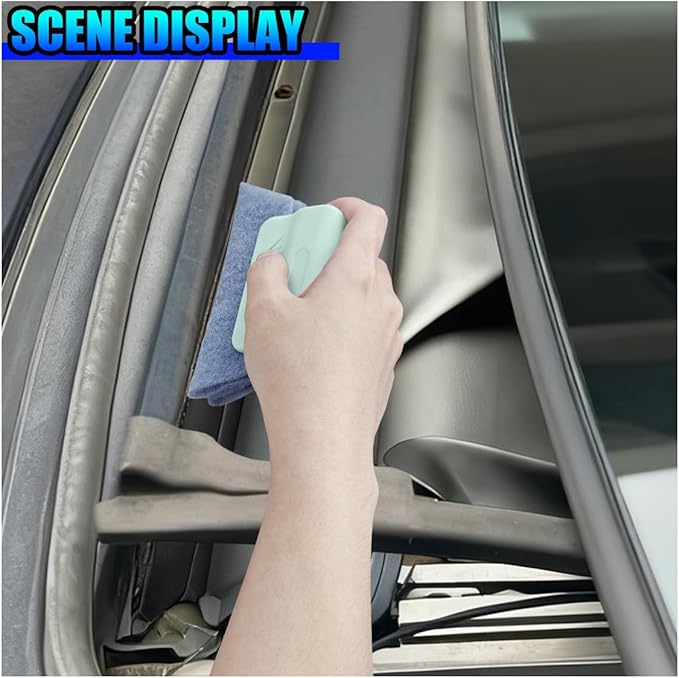 2PCS Magic Window Track Cleaner, Window Groove Cleaning Brush Tools Set, Hand-held Window Track Cleaner, Vehicle Clean Accessory for Sliding Door, Sill, Tile Lines, Shutter, Car Vents (GN&GY)