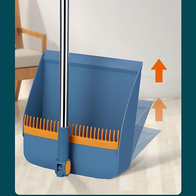 Space Saving Folding Broom and Dustpan Set with Adjustable Length for in Various Indoor Environment Hotel