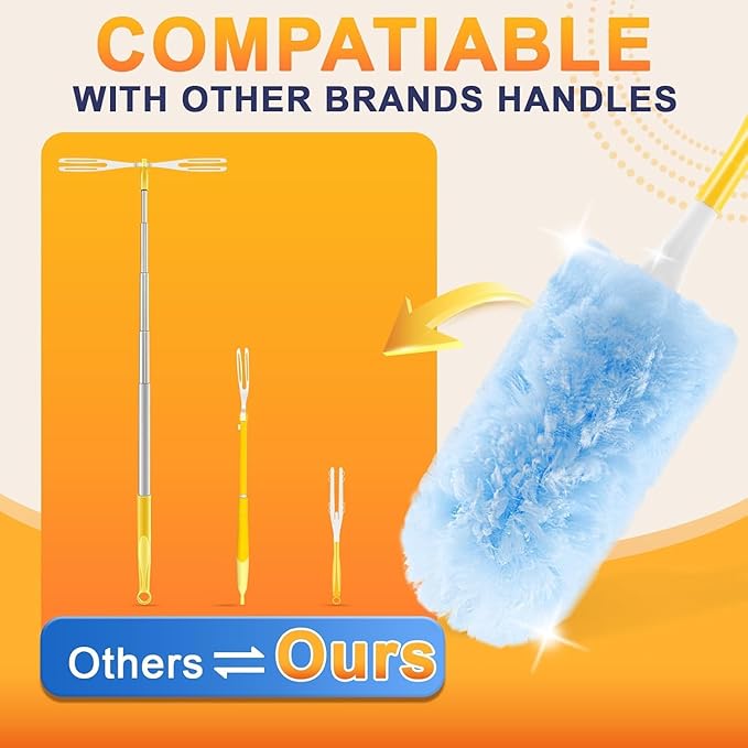 50 Pack Duster Refills for Swiffer Duster,Disposable Dusters Kit for Cleaning Home, Office, Ceiling Fans, Furniture (50 Count+ 3FT Extended Handle +1 Handle)