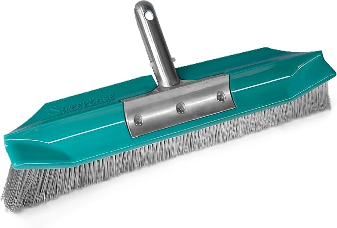 SweepEase® Swimming Pool Brush, 18" Pro Series Pool Brush, Durable Poly Bristles, Sticks to Walls and Floor Guaranteed, Green, Patented Design