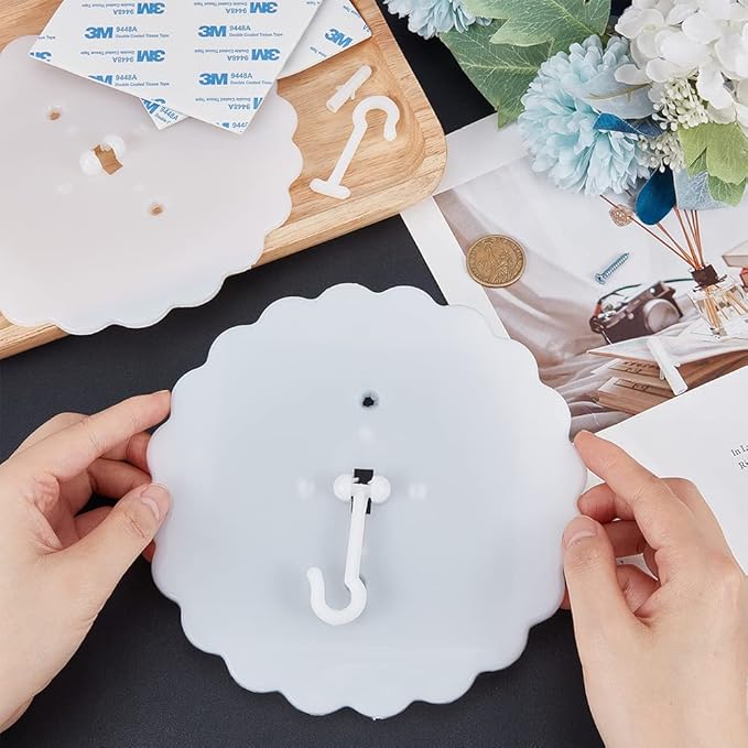 GORGECRAFT 2 Sets 18cm Mosquito Net Ceiling Hook Canopy Hooks Flower Shape Plastic Heavy Duty Wall Mounted Dome Bed Ceiling Hangers Easy Install Mosquito Net Nail-Free Hook with Stickers Screw Anchor