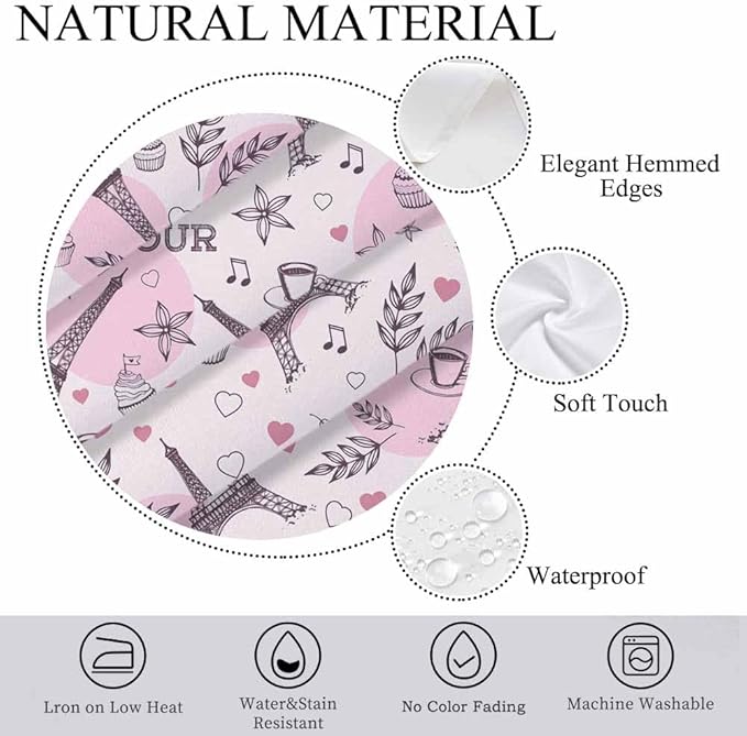 Paris Eiffel Tower Table Cover 52x70 Love Heart Coffee Cake Pink Table Cloth Rectangle Table for Banquet Party Decorative Outdoor Picnic Dining Kitchen Table Cover
