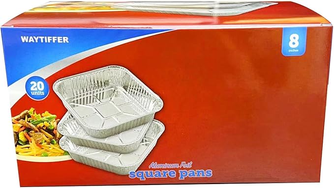 20-Pack Disposable Aluminum Foil Tins - Heavy Duty Square Cake & Baking Pans with Plastic Dome Lids