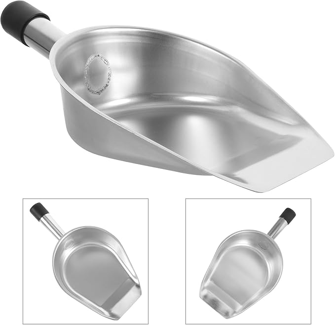 FRCOLOR Small Stainless Steel Handheld Dustpan Portable Garbage Shovel with Narrow Mouth Steel Handle for Home and Office Cleaning Tasks