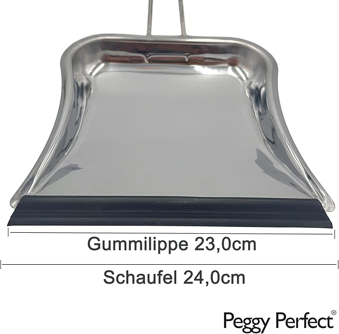 Premium Broom Set with Beech Wood Broom, Stainless Steel Dustpan and Pointed Rubber Edge - Hand Broom with Synthetic Hair Mixture - Attachable Dustpan and Broom