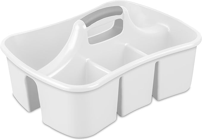 Large 5 Gal Divided Cleaning Caddy Organizer with Handle - Cleaning Supplies for Housekeeping - Shower Caddy Portable - Shower Caddy Dorm - Cleaning Supplies Organizer - 17.75 x 13.25 x 7.75