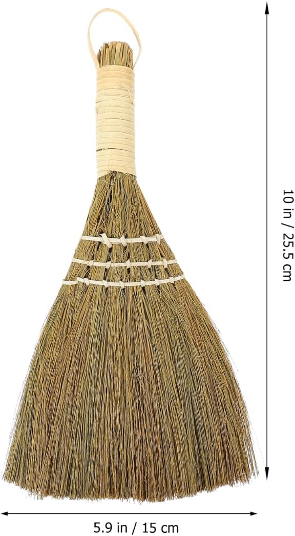 10" Whisk Broom Set of 2, Handheld Straw Broom, Natural Corn Brooms, Portable Wooden Dust Duster for Car, Table, Furniture, Decorative Rustic Sweeper for Home, Garden, Xmas Decor