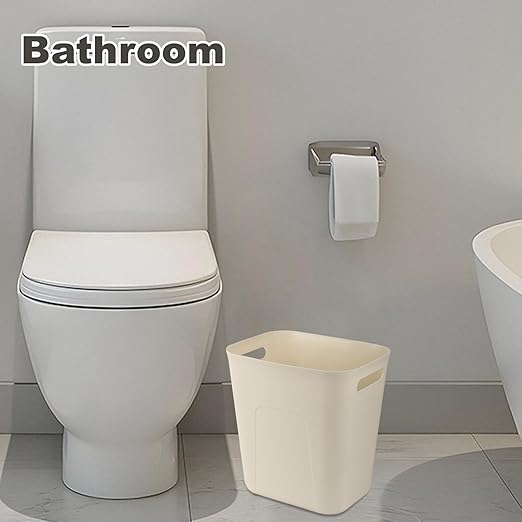 UUJOLY Small Bathroom Trash Can with Trash Bag Wastebasket Garbage Can for Bathrooms, Laundry Room, Kitchens, Offices, Kids Rooms, Dorms, 3.5 Gallons, 3 Pack (Beige)