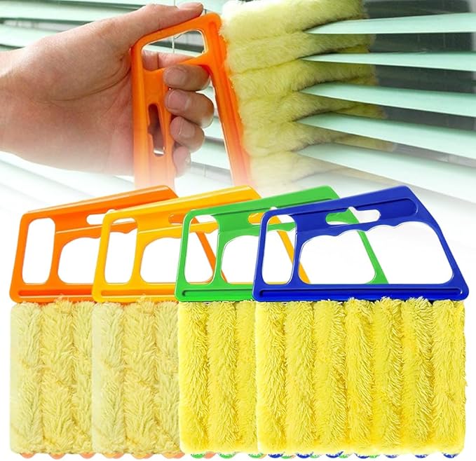 Blind Cleaner Duster Tool, 2026 New Blind Dusters for Cleaning,Cleaning Brush,7 Finger Dusting Cleaner Tool for Window & Air Conditioner,Window Blinds Cleaner Microfiber Washable (4PCS)