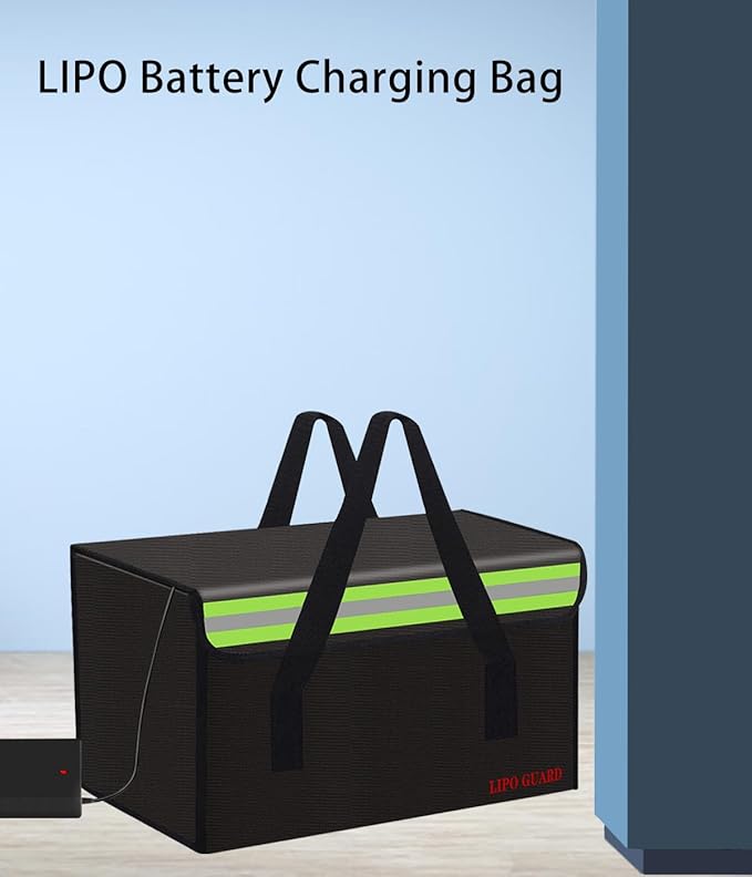 Lipo Battery Safe Bag Large Capatity Fireproof Bag for Ebike Lipo Battery Other Batteries Storage Charging Transport Home Office Travel Safe Storage Pouch