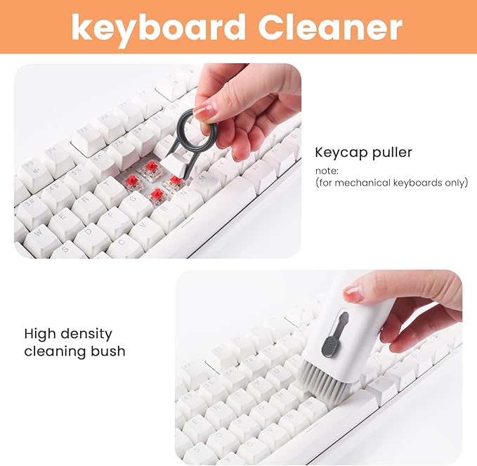 7 in 1 Electronic Cleaner kit, Cleaning Kit for Monitor Keyboard Airpods MacBook iPad iPhone iPod, Screen Dust Brush Including Soft Sweep, Swipe, Airpod Cleaner Pen, Key Puller and Spray Bottle