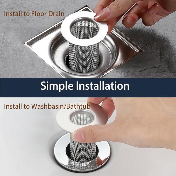 Shower Drain Hair Catcher, Shower Drain Cover - Drop-in Stainless Steel Mesh Hair Trap, Reusable Anti-Clog Drain Strainer for Bathroom Sink/Shower/Tub, Fits for ID 2-inch Holes