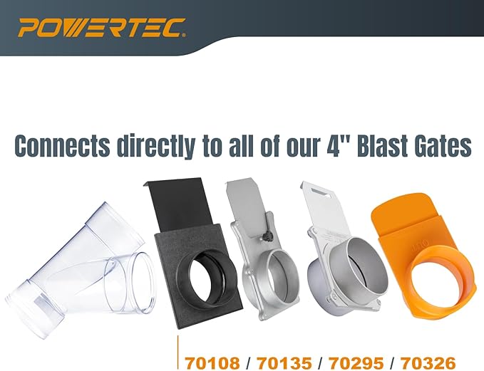 POWERTEC 70367V 4 Inch ID Y Fitting for 4 Inch OD Dust Collection Pipes, Adapters and Fittings, 1 pack