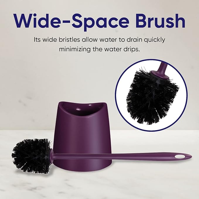 Toilet Brush Cleaner and Holder Purple 3 Pack Toilet Bowl Cleaner Brush with Scrubbing Wand, Brush and Storage Caddy for Easy Bathroom Cleaning